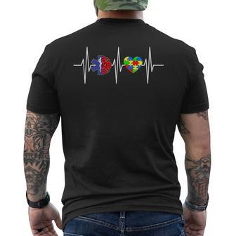 Firefighter Emt Autism Awareness Puzzle Heart Men's T-shirt Back Print - Monsterry AU