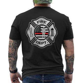 Firefighter Fireman Maltese Cross Thin Red Line Men's T-shirt Back Print - Monsterry UK