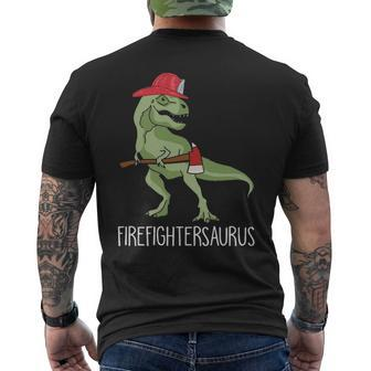 Firefighter Saurus Men's T-shirt Back Print | Mazezy