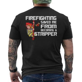 Firefighter Saved Me Men's T-shirt Back Print | Mazezy