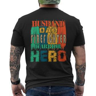 Firefighter Vintage Retro Husband Dad Firefighter Hero Matching Family Mens Back Print T-shirt - Thegiftio UK