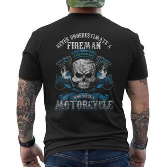 Fireman Biker Skull Never Underestimate Motorcycle Men's T-shirt Back Print - Monsterry AU