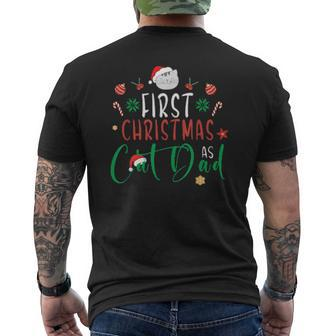 First Christmas As Cat Dad Pj's For Xmas Cat Owner Mens Back Print T-shirt | Mazezy