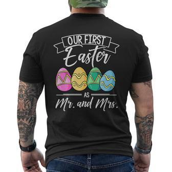 Our First Easter As Mr And Mrs Easter Couple Men's T-shirt Back Print | Mazezy