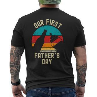 Our First Father's Day 2024 New Dad Beer Lover Father Men's T-shirt Back Print - Monsterry DE