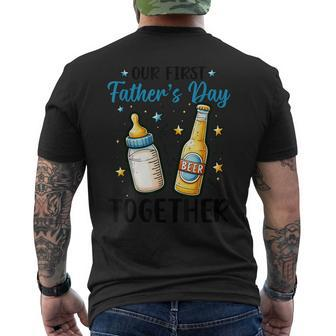 Our First Father's Day Together Baby Milk Bottle Daddy Beer Men's T-shirt Back Print - Thegiftio UK