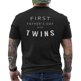 First Father's Day With Twins For Dad Of Twins Mens Back Print T-shirt | Mazezy