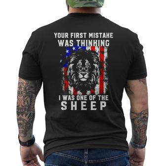 Your First Mistake Was Thinking I Was One Of The Sheep Lion V2 Mens Back Print T-shirt - Thegiftio UK