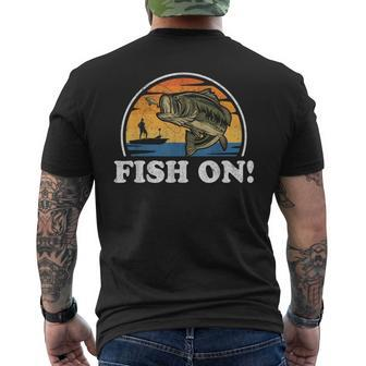 Fish On Bass Fishing Vintage Fisherman For Men Men's T-shirt Back Print - Monsterry AU