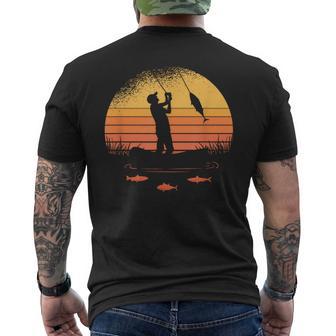 Fisherman Fisher Fishing Sunset Retro Vintage Men's T-shirt Back Print - Monsterry UK