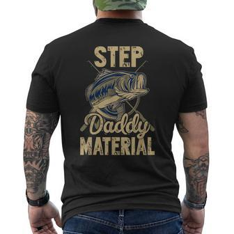Fishing Best Stepdad Father's Day Step Daddy Material Men's T-shirt Back Print - Monsterry