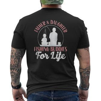 Fishing Buddies Dad Father Daughter Mens Back Print T-shirt | Mazezy