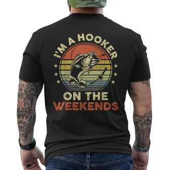 Fishing- Im A Hooker On The Weekend Bass Fish Dad Men's T-shirt Back Print - Seseable