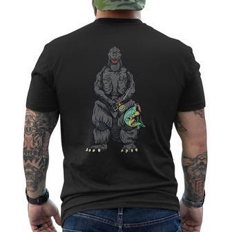 Fishing Japanese Movie Dinosaur Monster Fisherman Men's T-shirt Back Print - Monsterry
