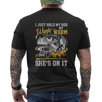 Fishing I Just Hold My Rod My Wiggle Worm Mens Back Print T-shirt - Seseable