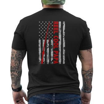 Fishing Papa American Flag Fisherman For Father's Day Mens Back Print T-shirt | Mazezy AU
