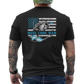 Fishing Stuff For Father's Day Reel Cool Dad American Flag Mens Back Print T-shirt | Mazezy