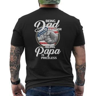 Fist Bump Being Dad Is An Honor Being Papa Is Priceless Mens Back Print T-shirt | Mazezy