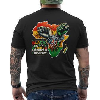 Fist Hands Black History Black History Is American History Men's T-shirt Back Print - Monsterry UK