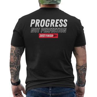 Fitness Motivation- Progress Not Perfection- Just Finish Men's T-shirt Back Print - Monsterry DE