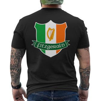 Fitzgerald Irish Family Name Ireland Flag Harp Men's T-shirt Back Print - Seseable