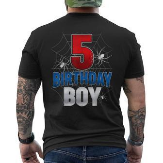 Five 5Yr Boys Spider Web Happy 5Th Birthday Boy 5 Years Old Men's T-shirt Back Print | Mazezy AU