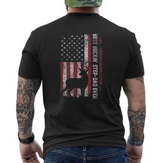 Flag Best Buckin' Step-Dad Ever Deer Hunting Father's Day Mens Back Print T-shirt | Mazezy CA