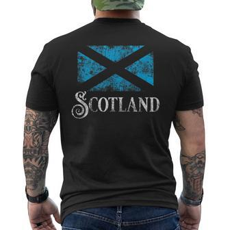 Flag Of Scotland Scottish Pride Flag Vintage Distressed Men's T-shirt Back Print - Monsterry