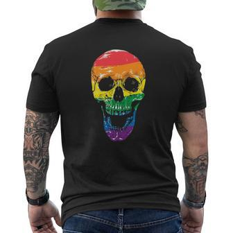 Flag Skull Halloween Gay Pride Month Lgbt Mens Back Print T-shirt | Mazezy