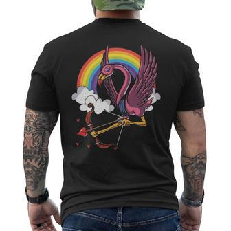 Flamingo Bird Valentines Day Love Rainbow Men's T-shirt Back Print | Mazezy