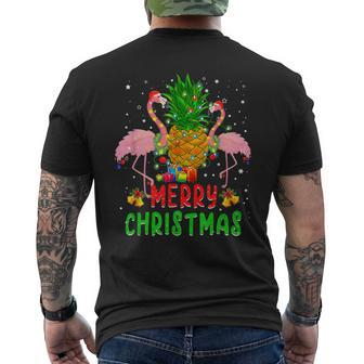 Flamingo Christmas Tree Pineapple Xmas Light Merry Christmas V5 Mens Back Print T-shirt - Thegiftio UK