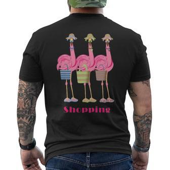Flamingo Friends Go Shopping Men's T-shirt Back Print | Mazezy