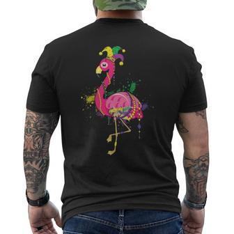 Flamingo Mardi Gras Beads Men's T-shirt Back Print | Mazezy