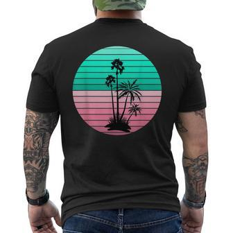 Flamingo Pink And Teal Palm Tree Sunset Men's T-shirt Back Print - Monsterry DE