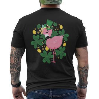 Flamingo St Patrick Day Pink Bird Lover Men's T-shirt Back Print | Mazezy