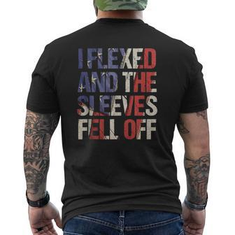 I Flexed So Hard The Sleeves Fell Off Usa 4Th Of July Gym Mens Back Print T-shirt | Mazezy