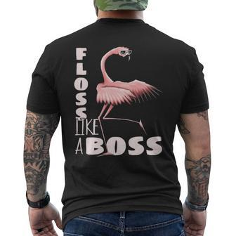 Floss Like A Boss Flamingo Flossing Bird Men's T-shirt Back Print | Mazezy