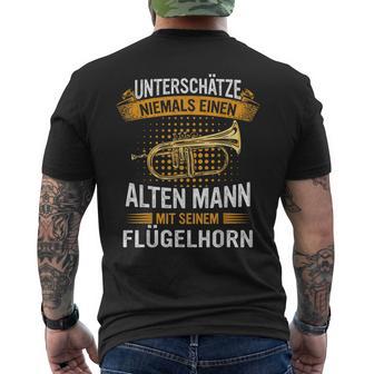 Flugelhorn Alter Mann Flugelhornist Instrument T-Shirt mit Rückendruck - Seseable