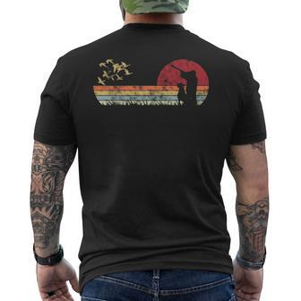 Flying Duck Hunting With Dog Retro Style Men's T-shirt Back Print | Mazezy