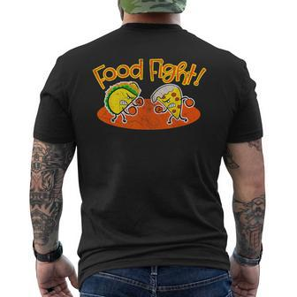 Food Fight Taco Pizza Slice Hungry Cartoon Foods Men's T-shirt Back Print - Monsterry AU