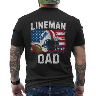 Football Lineman Dad American Flag Fathers Day 4Th Of July Men's T-shirt Back Print - Thegiftio UK