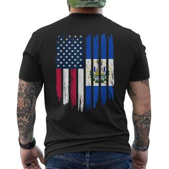 Foreigner Immigrant Usa United States El Salvador Flag Men's T-shirt Back Print - Monsterry