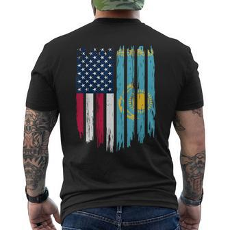 Foreigner Immigrant Usa United States Kazakhstan Flag Men's T-shirt Back Print - Monsterry