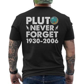 Never Forget Pluto Nerdy Astronomy Space Science Vintage Men's T-shirt Back Print - Monsterry