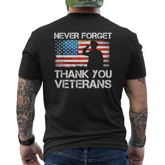 Never Forget Thank You Veterans Veterans Day Usa Flag Mens Back Print T-shirt | Mazezy