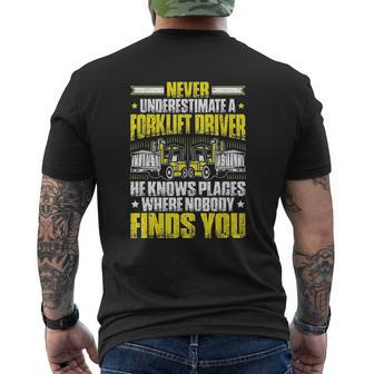 Forklift Operator Never Underestimate A Forklift Driver Mens Back Print T-shirt - Thegiftio UK