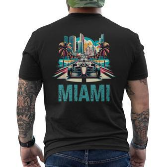 Formula Miami City Racing Circuit Car Map Grand Prix Race Men's T-shirt Back Print | Mazezy