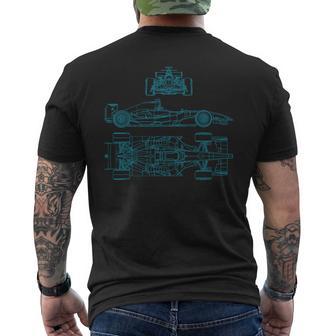 Formula Racecar Schematic Racing Formula Racecar Driver Men's T-shirt Back Print - Monsterry UK