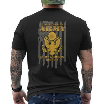 Fort Gordon Georgia Us Army American Flag Vintage Men's T-shirt Back Print - Monsterry