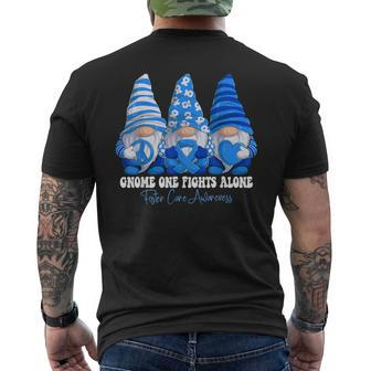 Foster Care Awareness Month Blue Ribbon Gnomies Support Men's T-shirt Back Print - Monsterry AU